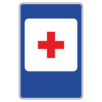 Дорожный знак 7.1 «Пункт первой медицинской помощи» (металл 0,8 мм, III типоразмер: 1350х900 мм, С/О пленка: тип А инженерная)